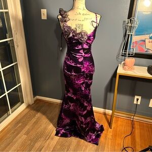 Roberta Bridal Purple Floral Prom Dress